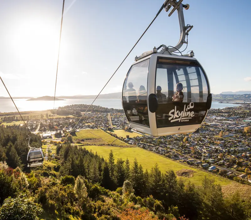 Day 12 of 14 Day Signature Panorama: Today begins with a gondola ride and breakfast at Skyline Rotorua where spectacular views